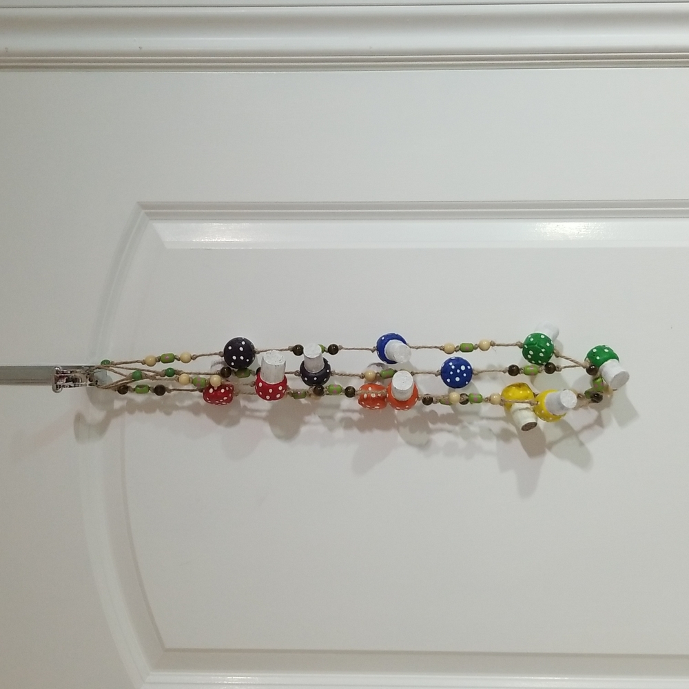 Hand Crafted Champagne Cork Rainbow Toadstools Garland 89"